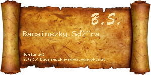 Bacsinszky Sára névjegykártya